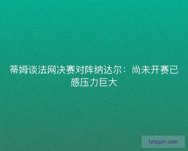 蒂姆谈法网决赛对阵纳达尔：尚未开赛已感压力巨大